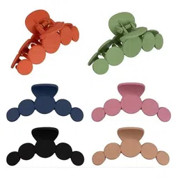 badodiya's Women Set of 6 Matt and Bubbles shape Claw Clip image 4