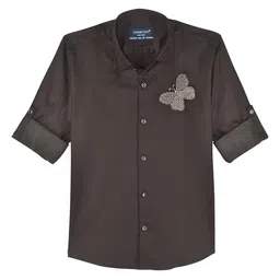 CHARCHIT Boys Comfort Fit Solid Spread Collar Party Shirt-picture-17