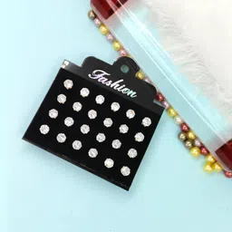 Shivarth Set of 12 Gold-Plated Metal American Diamond Earrings image 5