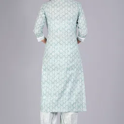 Mishree Collection Women Ethnic Motifs Printed Regular Kantha Work Pure Cotton Kurta with Palazzos & With image 3