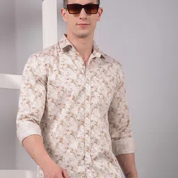 Crimsoune Club Men Classic Fit Abstract Printed Spread Collar Cotton Casual Shirt-image-69