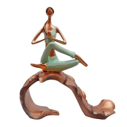 Ashnam Green Graceful Lady Yoga Figurine in Fire Log Pose on Leaf Figurine Showpiece-image-46