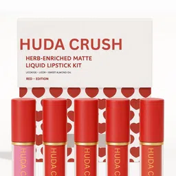 Huda crush Set Of 5 Herb-Enriched Mini Matte Liquid Lipstick - 4 ml Each - Plum Rose-picture-29