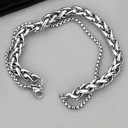 Peora Men Silver-Plated Stainless Steel Openable Link Bracelet-image-48