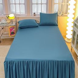 JC HOME Navy Blue 140 TC King Bedsheet With 2 Pillow Covers-picture-33