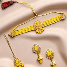 AccessHer Gold-Plated Kundan Studded & Beaded Jewellery Set-picture-26