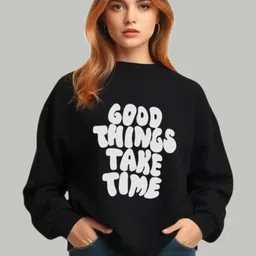 SALUJA FABRICS Women Typography Printed Dry Fit Round Neck Sweatshirt-image-55