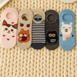 J Style Women Pack Of 5 Patterned Shoe Liners Socks-picture-33