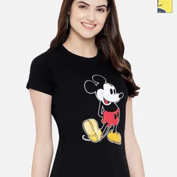 Dreambe Women Pack Of 2 Mickey Mouse Graphic Printed Round Neck Cotton T-shirts-image-36