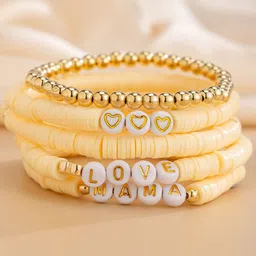 StyleCast x Revolte 5 Pieces Gold-Plated Artificial Beaded Ceramic Elasticated Bracelet-picture-31
