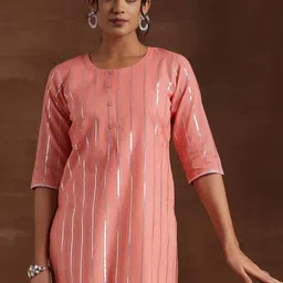 Libas Striped Gotta Patti Cotton Straight Kurta image 5