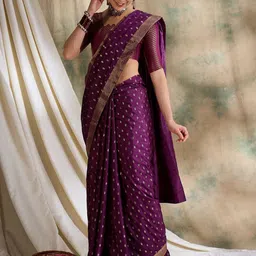 DEVATITHI Woven Design Zari Purple Vichitra Saree-image-41