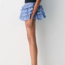 LULU & SKY Checked Mini Tiered Skirts image 2