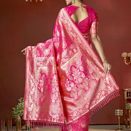 DIVASTRI Ethnic Motif Woven Design Zari Pure Silk Banarasi Saree image 3