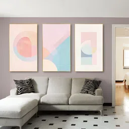 nestroots Vibrant Blue & Pink 3 Pieces Canvas Abstract Paintings Wall Arts-picture-39