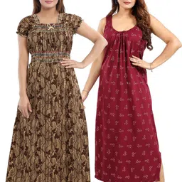 Inner Beats Pack Of 2 Cotton Blend Nightdress-picture-38