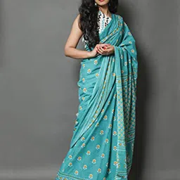 clothonus Ethnic Motifs Pure Cotton Block Print Saree-picture-13