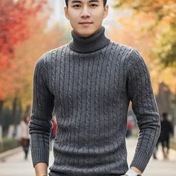 HERE&NOW Self Design Long Sleeves Turtle Neck Pullover-picture-15