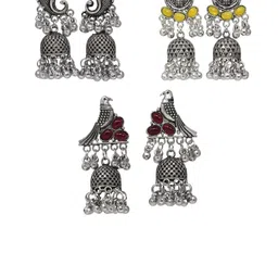 MEIRA JEWELLERY Set Of 2 Silver-Plated Dome Shaped Jhumkas image 2