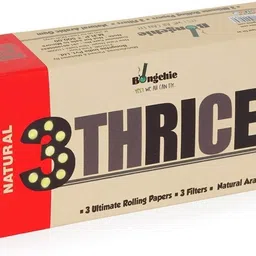 bongchie 3Thrice A Day Everyday Natural - Pack of 50 3 Gummed Papers and 3 Perforated Filters Per Pack 3 Rips , 3 Tips - Brown Natural King Size 12 gsm Paper Roll image 4