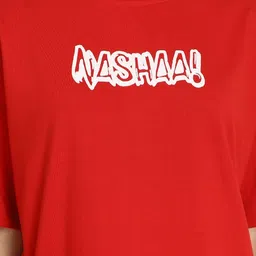 Dreambe Women Typography Printed Fusion Applique T-shirt image 2