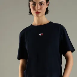 Tommy Hilfiger Women Solid Round Neck Cotton T-shirt-picture-38