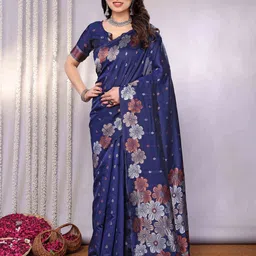 Jhilmil Fashion Ethnic Motifs Woven Design Zari Pure Silk Banarasi Saree-picture-22