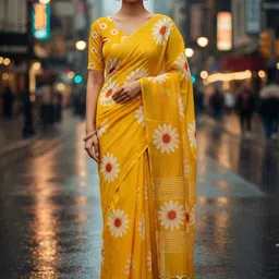 Moda Rapido Floral Linen Blend Saree-picture-22