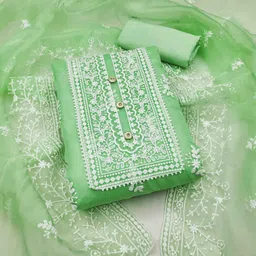 KIMISHA Floral Embroidered Organza Unstitched Dress Material-picture-30