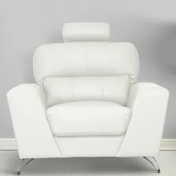 casacraft from pepperfry Averio Half Leather 1 Seater Sofa In Ivory Colour image 1