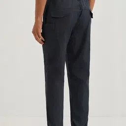Banana Club Men Solid Drawstring Panel Regular Fit Cargos Trousers image 3
