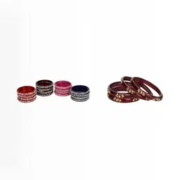 SOMIL Set of 20 Artificial Stones Studded Ethnic Slip-On Bangles-picture-23