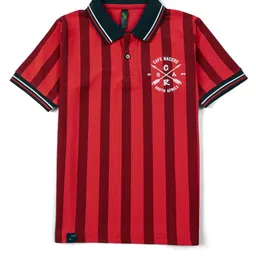 earth conscious Boys Striped Printed Polo Collar Regular Fit Tshirts-image-42