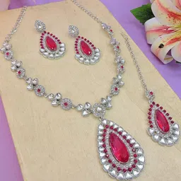 VATSALYA creation Alloy Gold- plated Ruby Red Jewellery Set-picture-24
