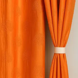 GEET CREATIONS Orange Set of 2 Floral Room Darkening Long Door Curtain image 5