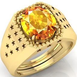 todani jems 5.25 Ratti Pukhraj Stone Original Certified Yellow Sapphire Gemstone Gold Plated | Adjustable Ring-picture-31