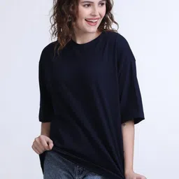 URBANICE Round Neck Drop-Shoulder Sleeves Oversized Cotton T-shirt-picture-24