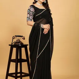 K 5 Fashion Embroidered Pure Georgette Saree image 3