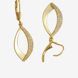 Kushal's Fashion Jewellery 92.5Silver Gold-Plated Zircon Teardrop Hoop Earrings image 2