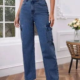 houseofcommon Women Boyfriend High Rise Dark Blue Jeans image 1