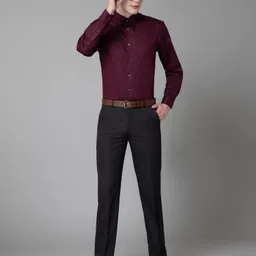 cantabil Men Regular Fit Grey Cotton Blend Trousers image 5