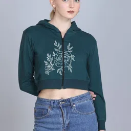 CORSICA Women Polyester Printed Hooded Front-Open Sweatshirt-image-35