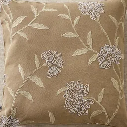 Home Centre Whales Beige & Grey Floral Embroidered Cotton Square Cushion Cover-image-78