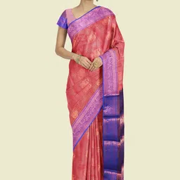 The Chennai Silks Ethnic Motifs Zari Baluchari Saree With Unstitched Blouse-picture-19