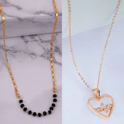 Boghra Sales Set Of 2 Gold-Plated Alloy American Diamond Necklace-picture-34