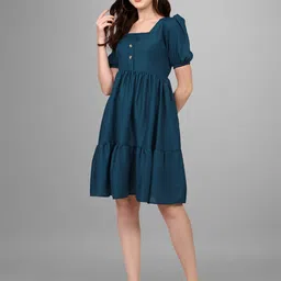 Raiyani Enterprise Women Fit & Flare Round Neck Casual Dress-picture-40