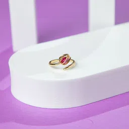 Niscka 24K Gold Plated Artificial Stones Studded Snake Finger Ring image 3