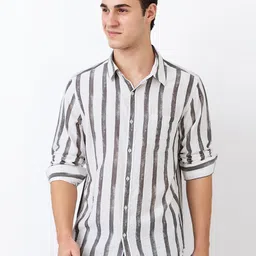 SPYKAR Men Spread Collar Vertical Striped Casual Shirt-image-92