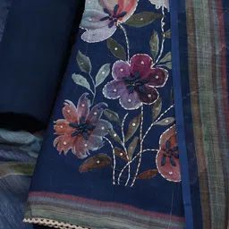 Meena Bazaar Floral Printed Linen Unstitched Dress Material image 5