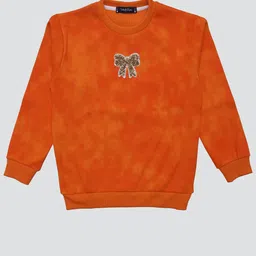 White Snow Girls Self Design Round Neck Sweatshirt-image-59